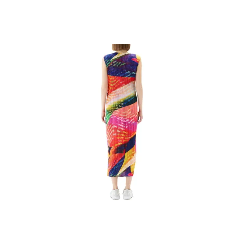PLEATS PLEASE ISSEY MIYAKE SS24 Sleeveless Dress Women's Red-3