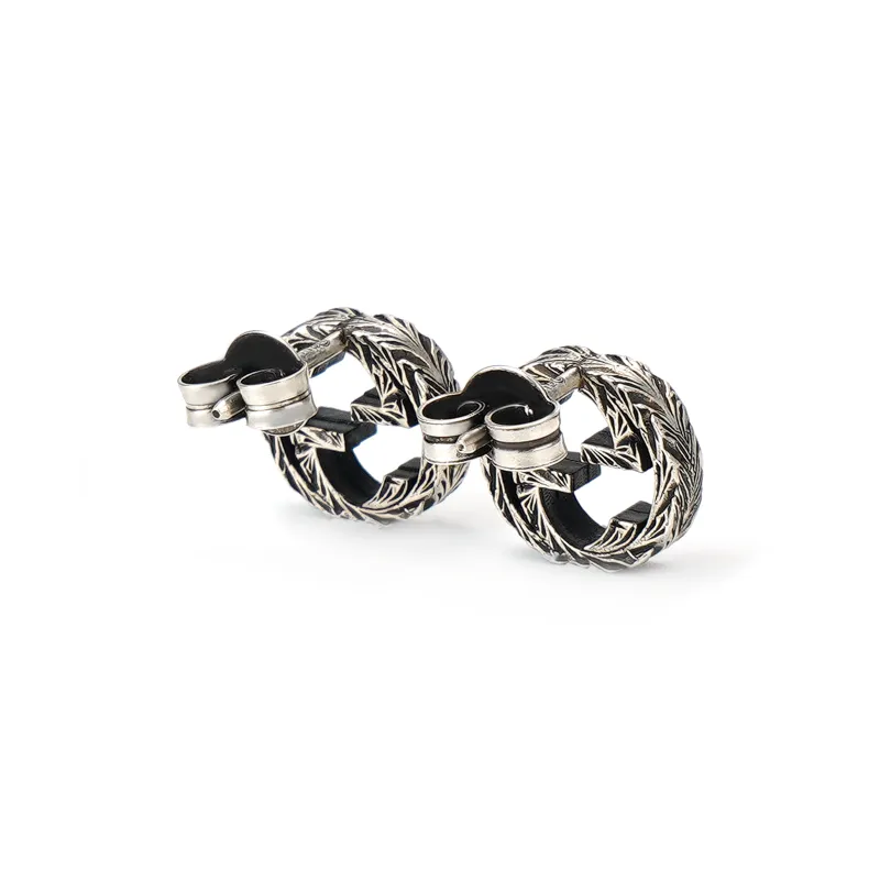GUCCI Sterling Silver Interlocking Stud Earrings-2