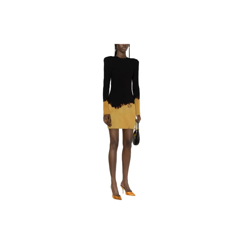 BALMAIN Fire Knit Dress 'Black/Yellow'-1