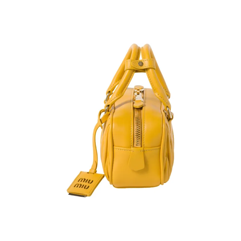 MIU MIU Arcadie Series Leather Shoulder Bag, Crossbody Bag, Handbag Women's Sunshine Yellow-2