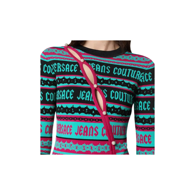 VERSACE Long Sleeved Dress Women's Green-3