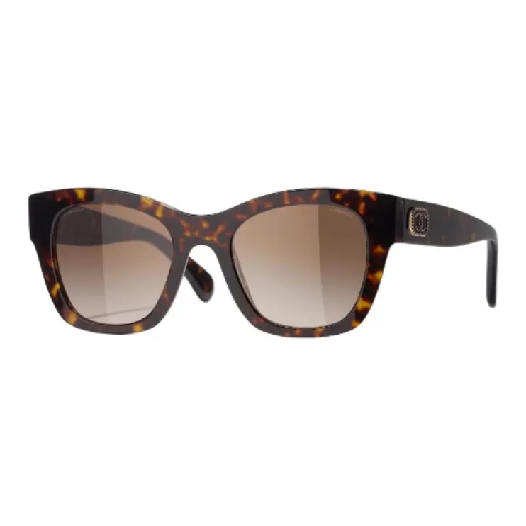 CHANEL Acetate Square Sunglasses Unisex Tortoiseshell-0