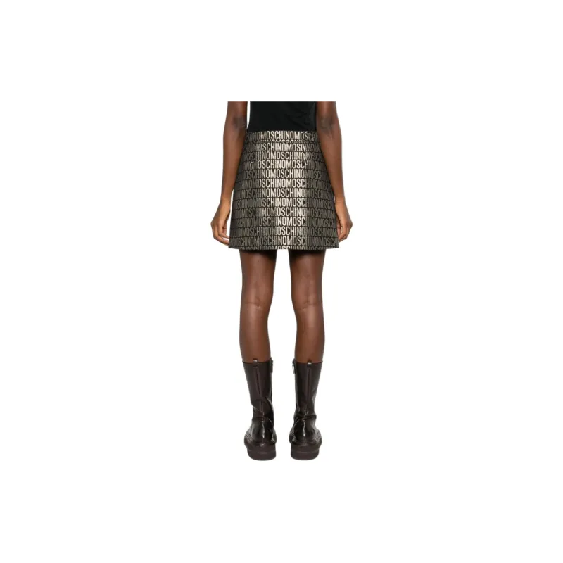 MOSCHINO Logo-Jacquard Metallic High-Waist Mini Skirt-2