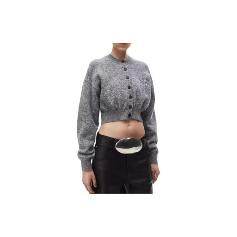 Alexander Wang Logo Debossed Cropped Cardigan-3