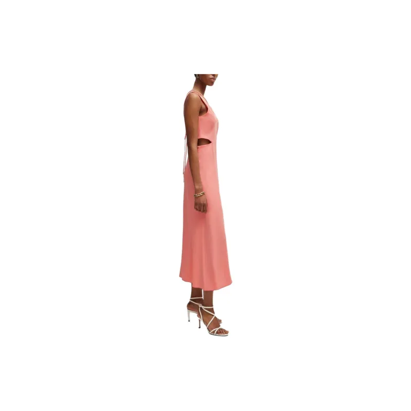 HUGO BOSS V Neck Dress With Cut Out Details Sleeveless Dress Women's Pink-3