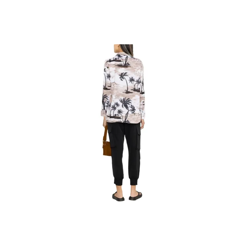 PALM ANGELS Hawaiian Track Shirt Beige/Black-3