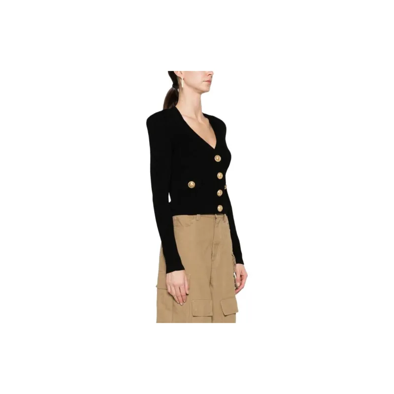 BALMAIN Button Embellished Ribbed Cardigan-7