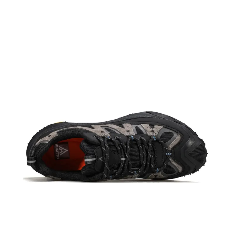 HUMTTO Cushioning Anti Slip And Wear Resistant Low Top Trekking Shoes Men's Black Dark Gray-2