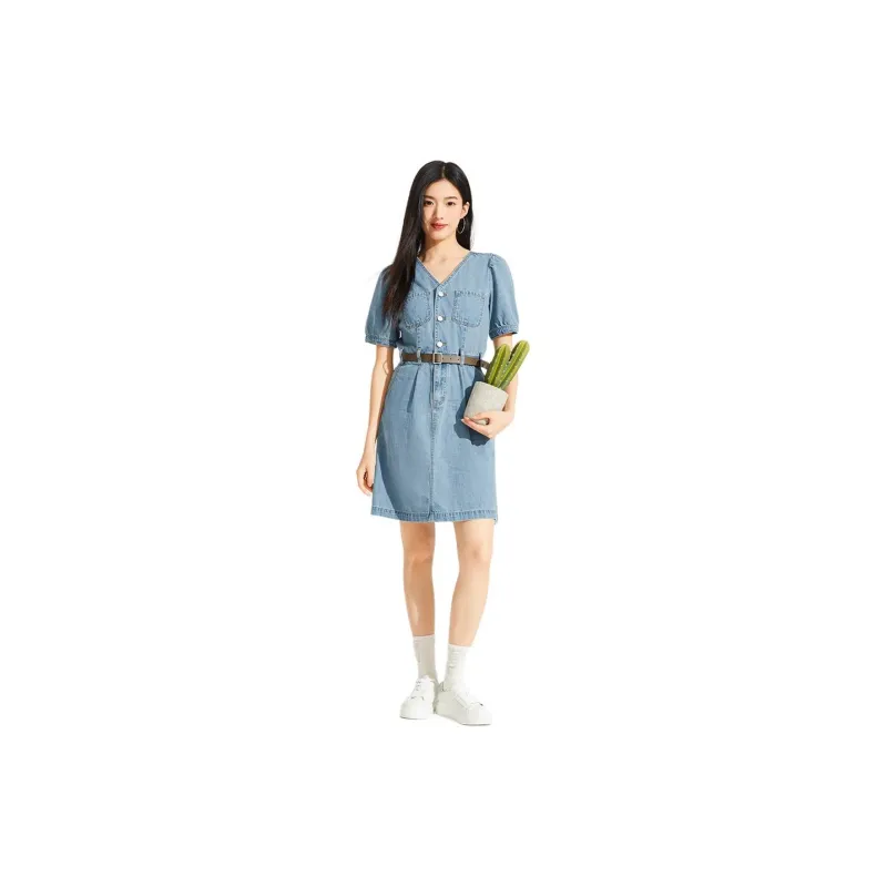 Hotwind Short Sleeved Dresses Women's Blue-1