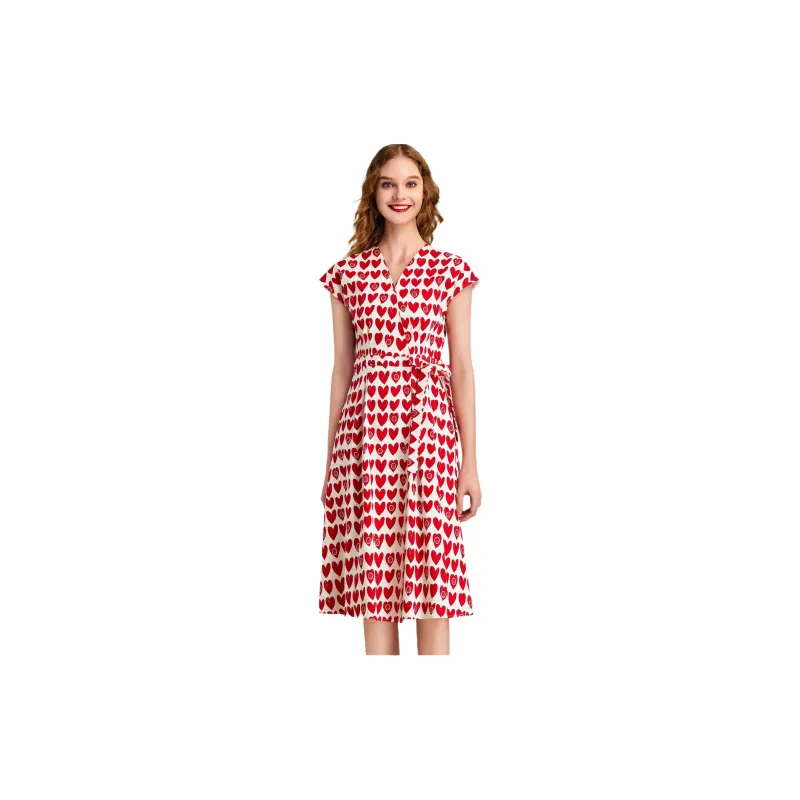 HAVVA Short Sleeved Dresses Women's Red-9