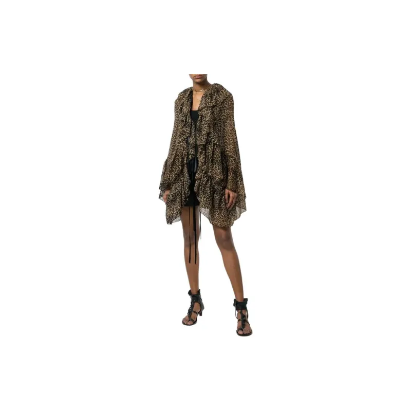 SAINT LAURENT Leopard print Asymmetric Blouse-1
