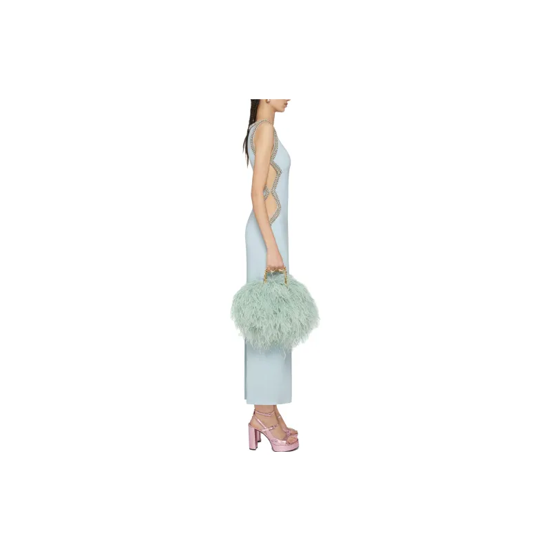 GIVENCHY Evening Dress In Knit With Pearls And Crystals Sleeveless Dress Women's Light Blue-3