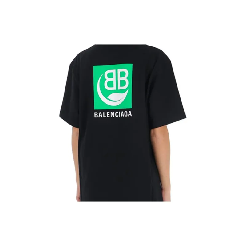 Balenciaga Drop Shoulder Sleeve T Shirt Women's Black Loose Fit-3