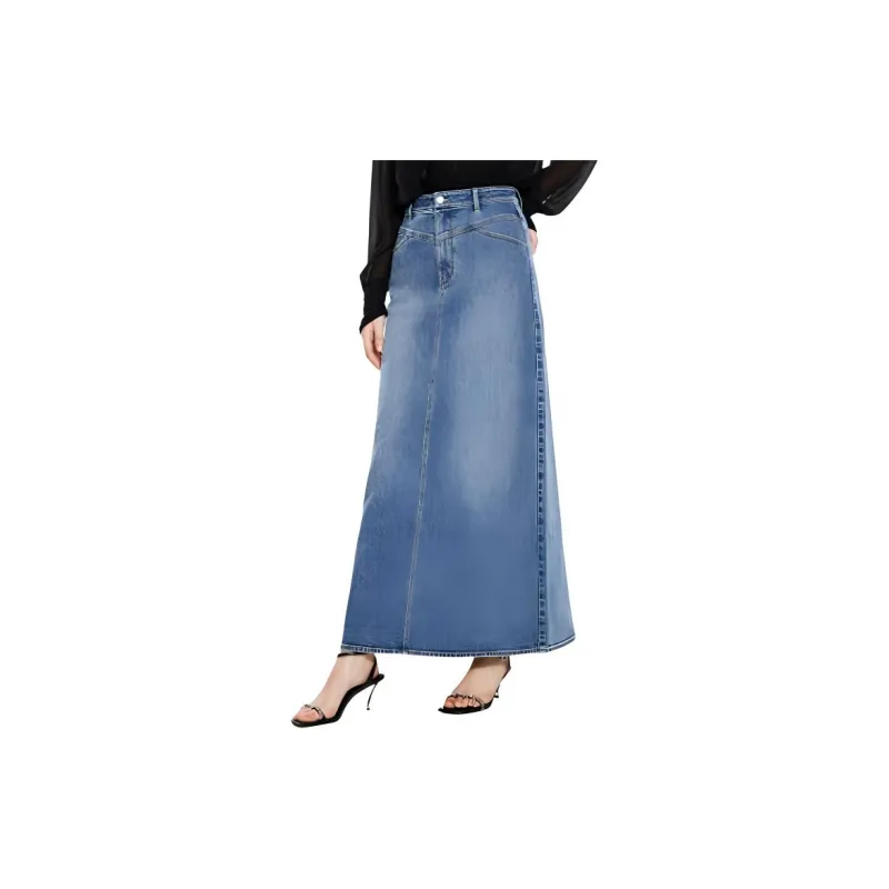 COVERINS Denim Long Skirts Women's Blue-2
