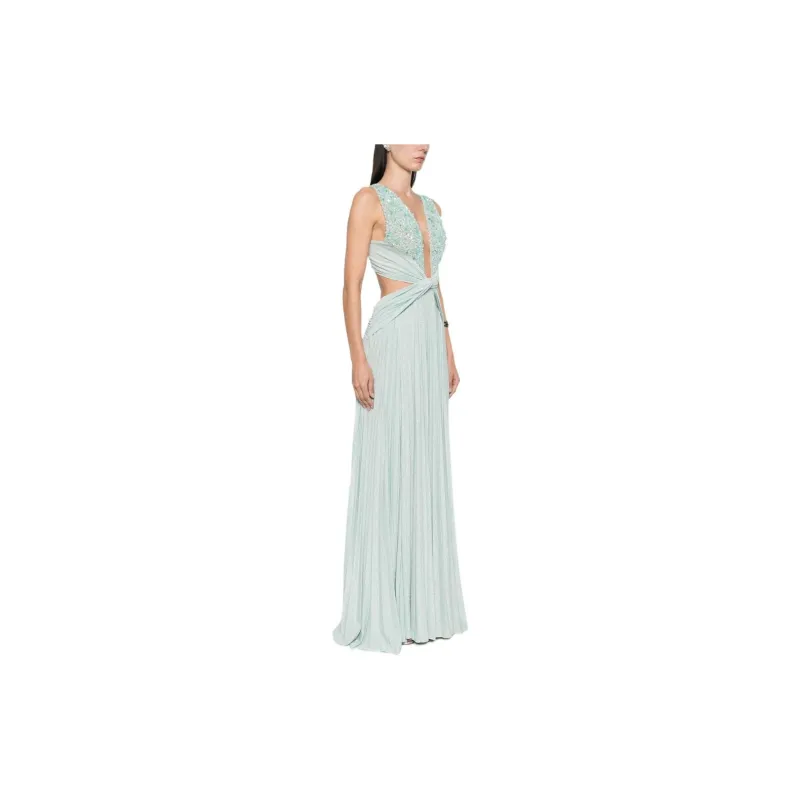 Elisabetta Franchi SS24 Sleeveless Dress Women's Aqua Green-3