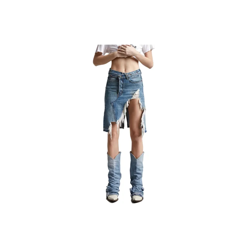 R13 Denim Short Skirts Women's Blue-5