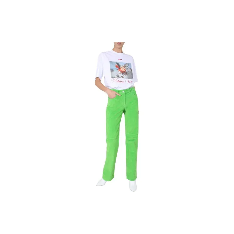 MSGM Drop Shoulder Sleeve T Shirt Women's White-4