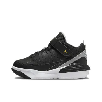 Jordan Max Aura 5 Wear resistant And Lightweight Mid Top Children's Basketball Shoes Black White Teenagers