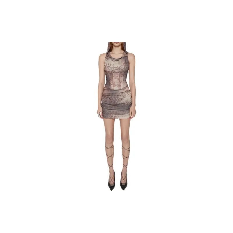 Misbhv Typewriter Sleeveless Hooded Mini Dress-1