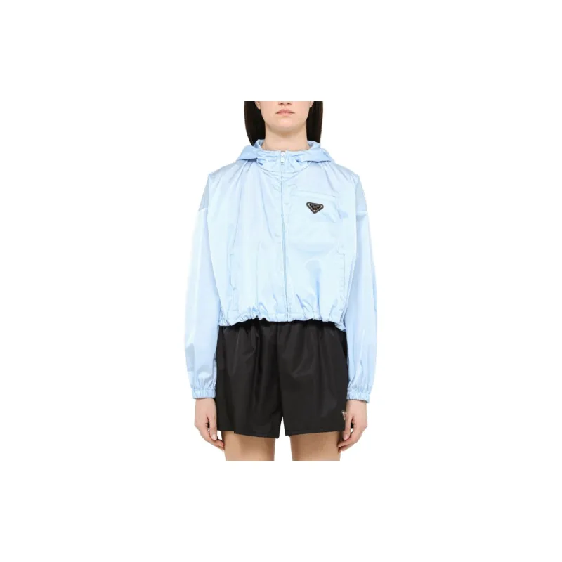 PRADA Re Nylon Cropped Jacket Celeste Blue-2