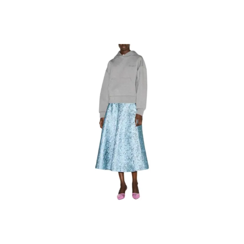 GUCCI Viscose Jersey Hooded Sweatshirt Gray-1