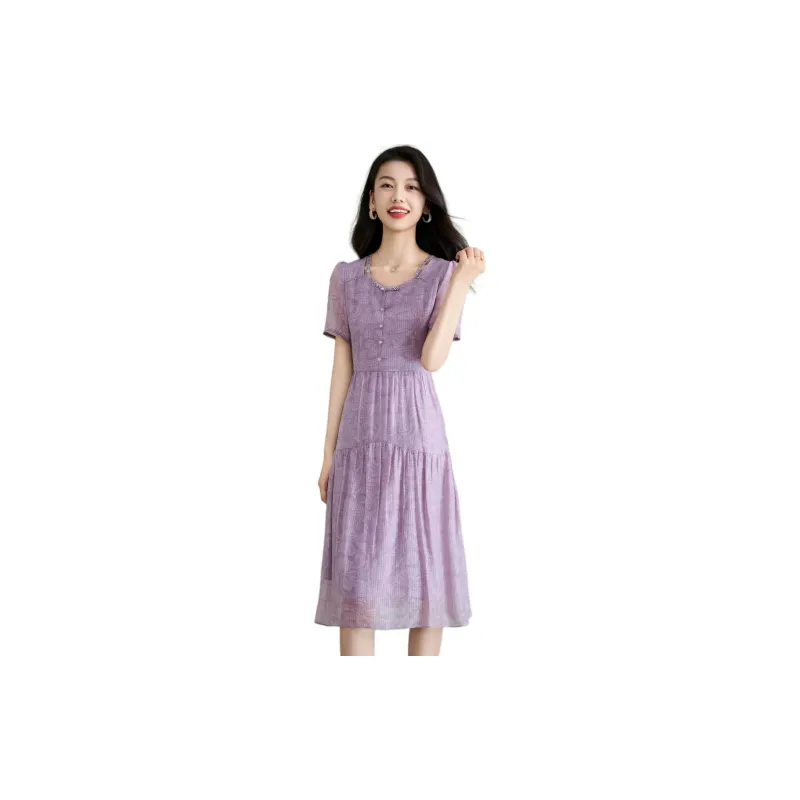 Mylan Short Sleeved Dress Women's Purple-1
