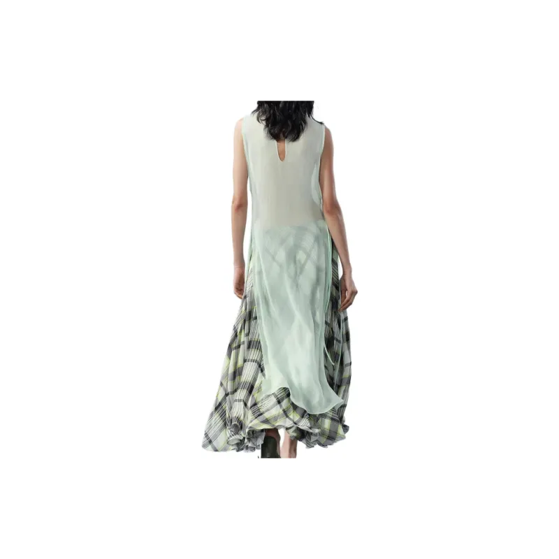 ZARA Casual Long Skirts Women's Green/Nude-3