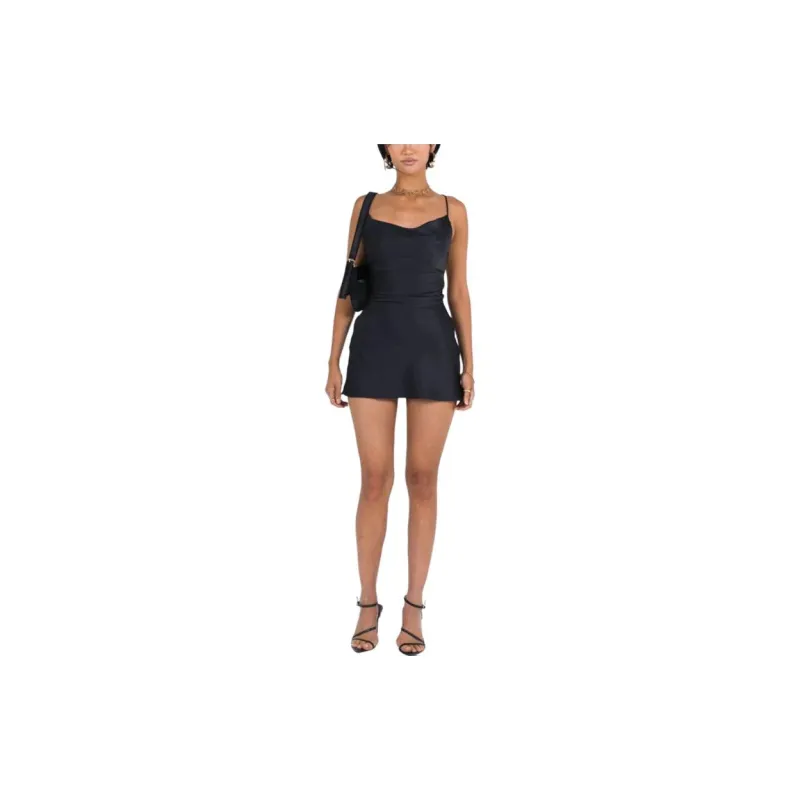 PRINCESS POLLY CELENA MINI DRESS BLACK Slip Dresses Women's BLACK/Black-1