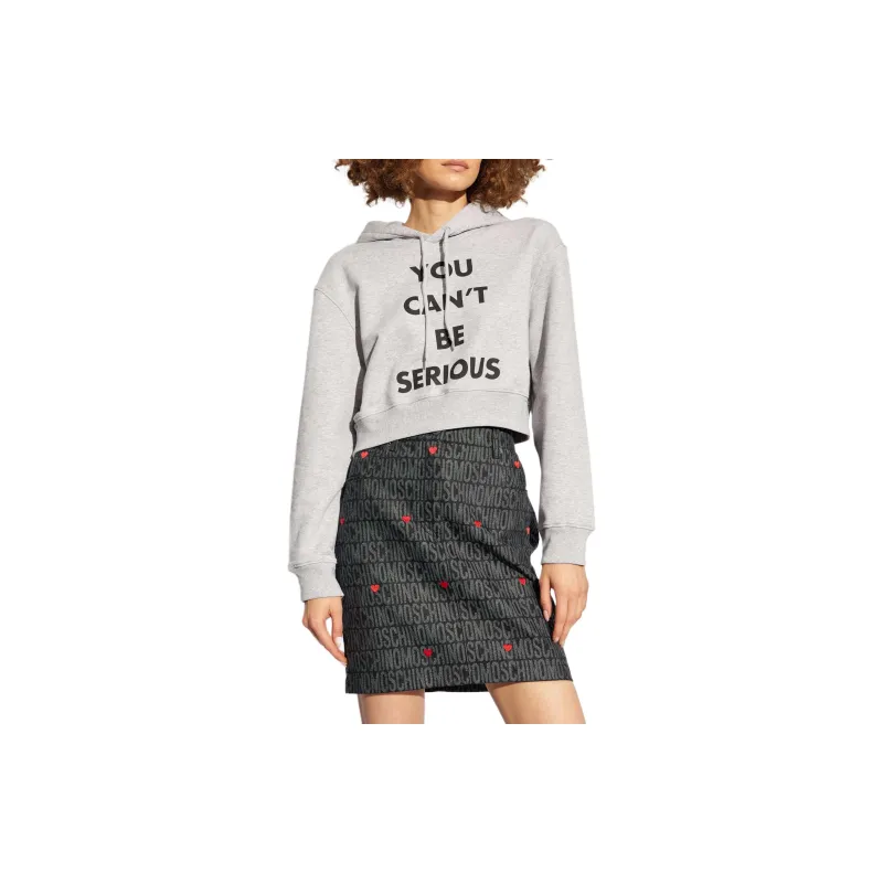 MOSCHINO Slogan Printed Cropped Hoodie-1