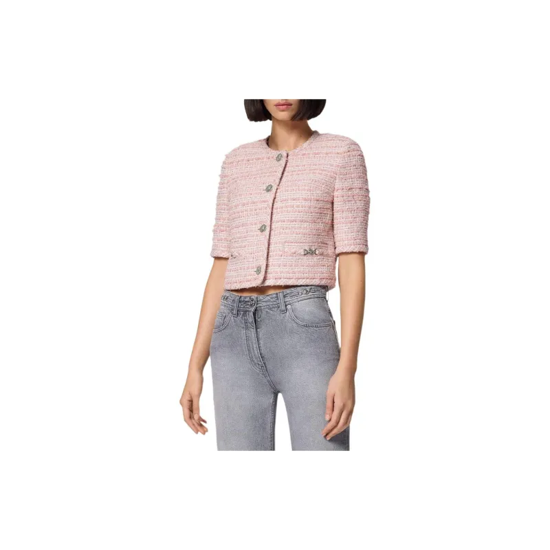 VERSACE Medusa Plaque Cropped Tweed Jacket-2
