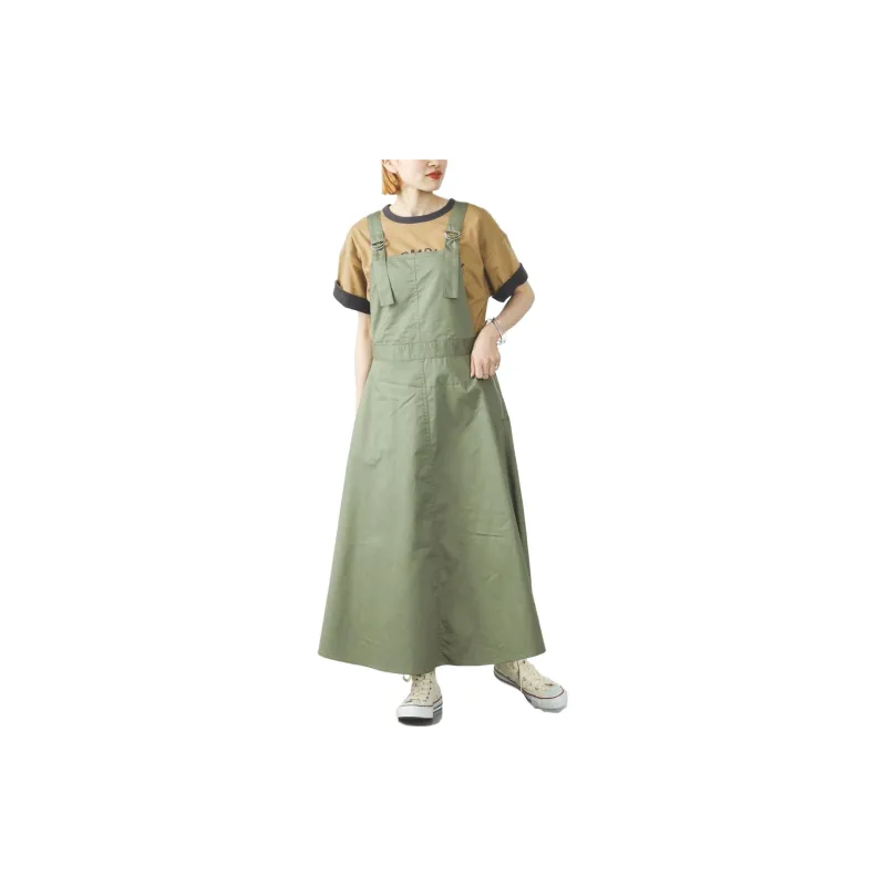 Beams Slip Dresses Women's Olive Green-1