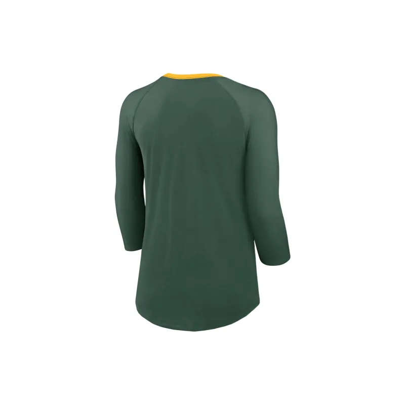Nike Green Bay Packers Women's Nike Nfl 3/4 Sleeve T Shirt-1