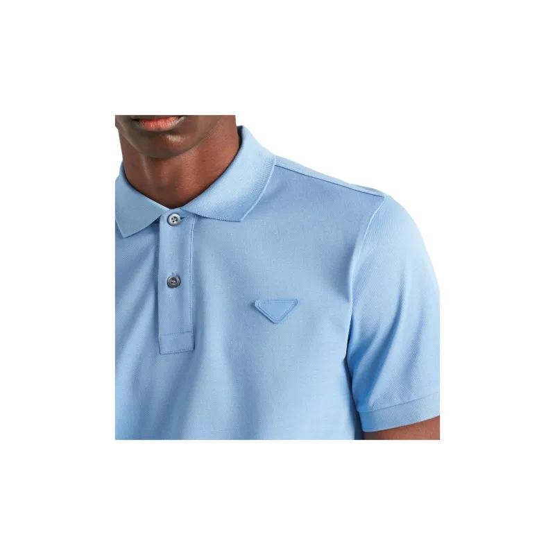 PRADA Piqué Polo Shirt Polo Shirt Men's Blue-3