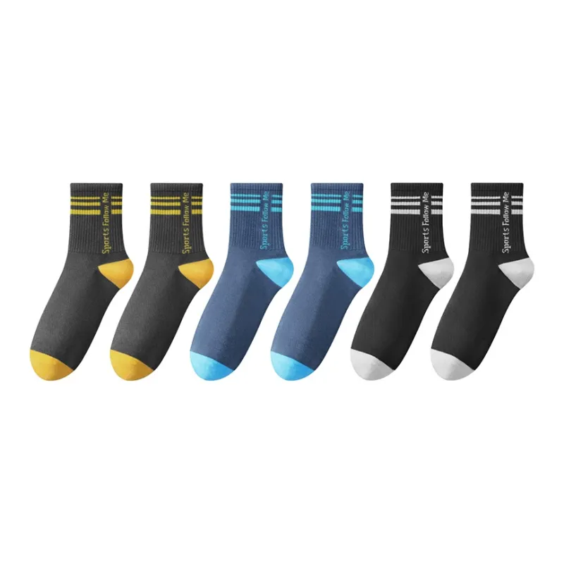 H YXIANG Mid Calf Socks Men's 6 Pack-5