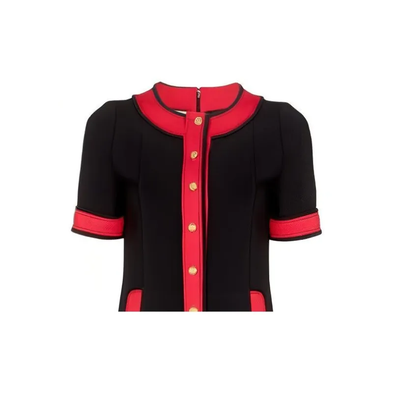 GUCCI Short Sleeved Dresses Women's Black Red-3