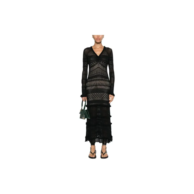 Twinset Open-knit Ruffled Maxi Dress-1