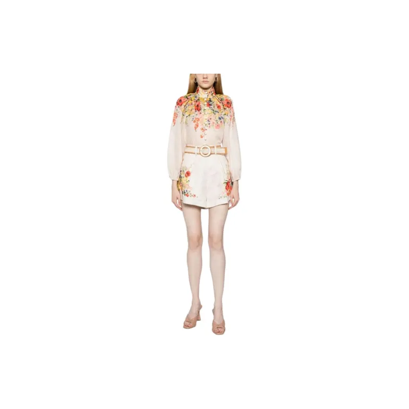 Zimmermann Alight Floral Printed Belted Tuck Shors-3