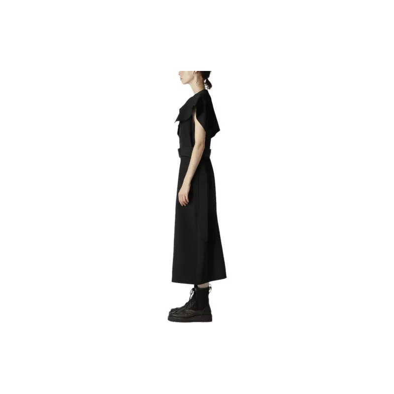 Yohji Yamamoto Wool Gabardine Sailor Collar Coat Women's Black-6