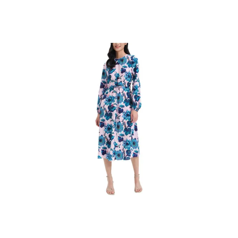 DVF Diane Von Furstenberg Floral print Long sleeved Midi Dress-3