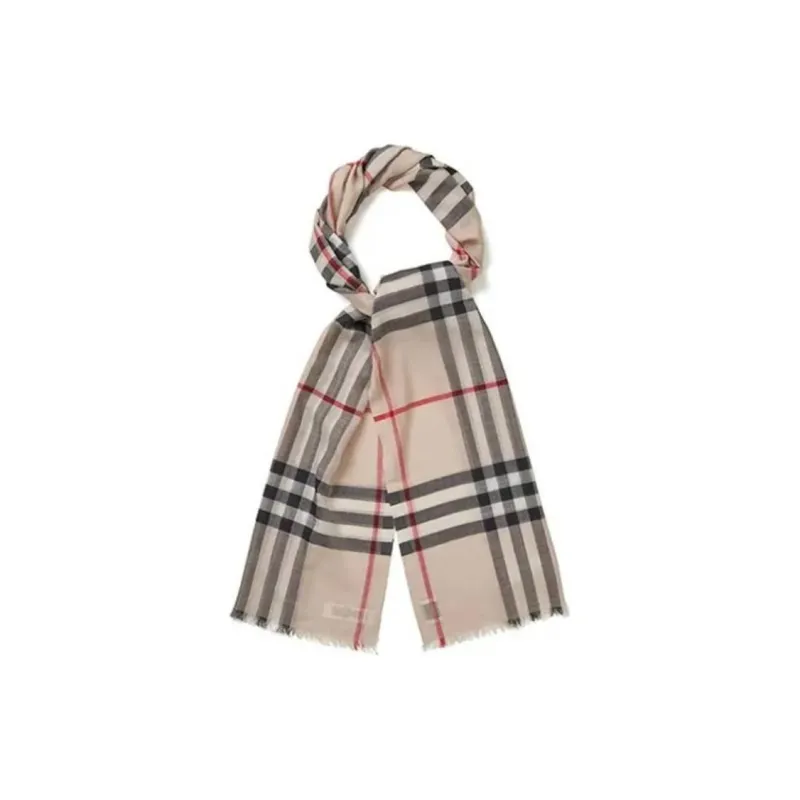 Burberry Wool Blend Knit Scarves Women's Beige/Multicolor-1