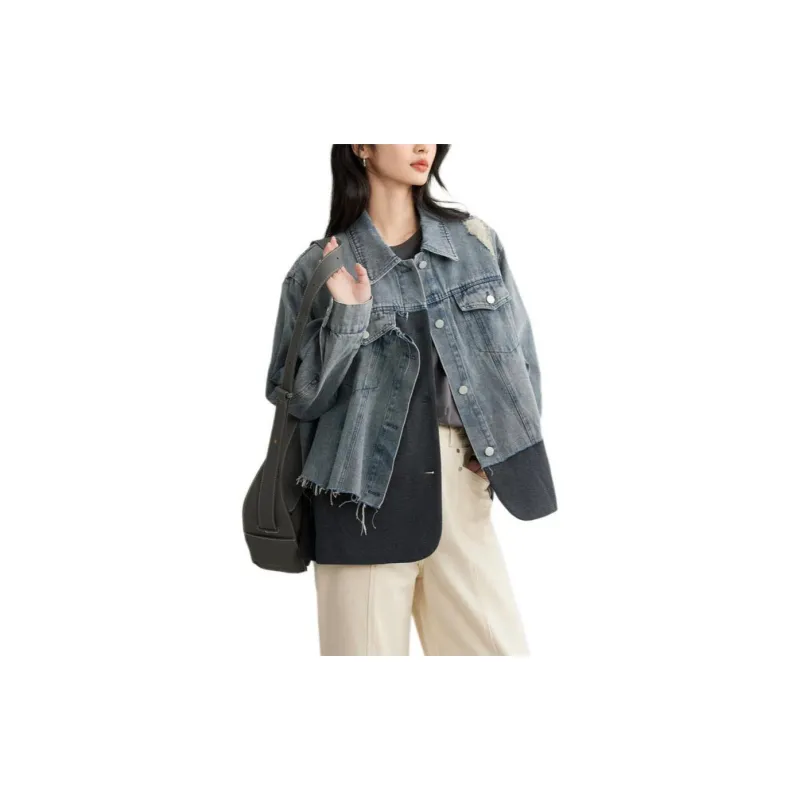 Elva' Island Denim Jacket Women's Gray Blue-1