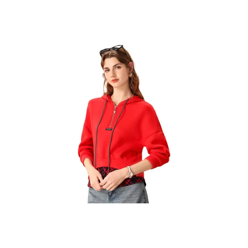 FENHONGMALI Sweatshirt Women's Red-3
