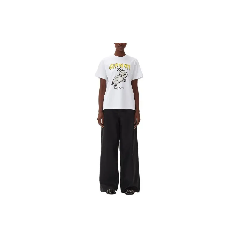 GANNI SS24 Regular T Shirt Women's Bright White-2