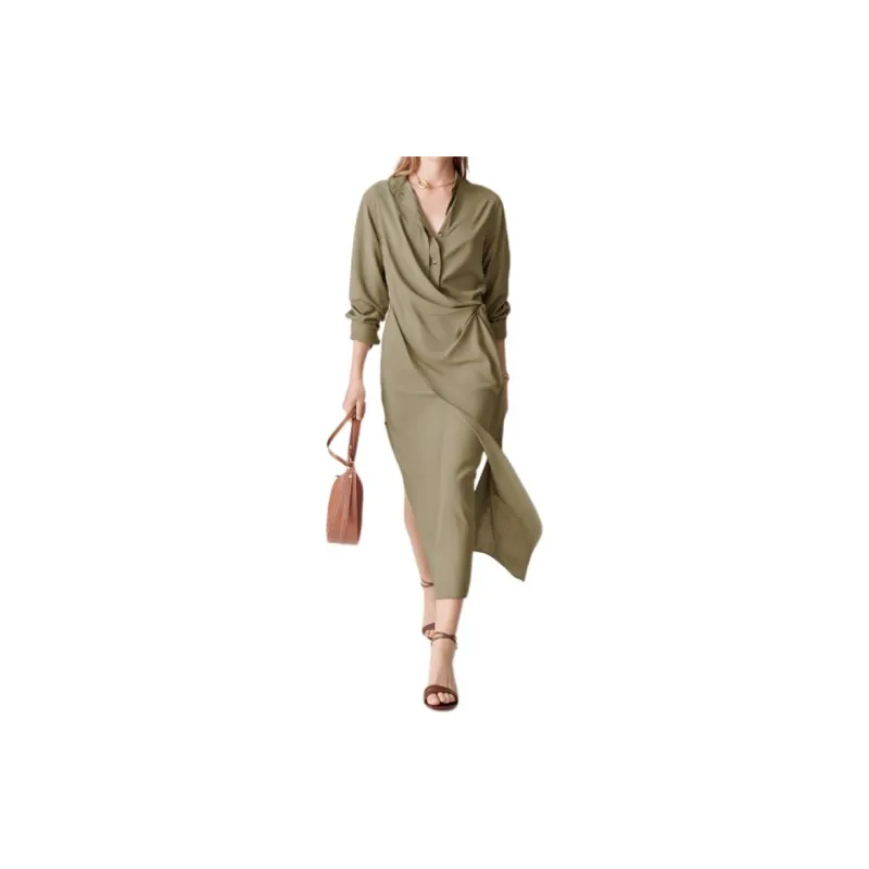Vanessa Bruno Long Sleeved Dresses Women's Khaki-3