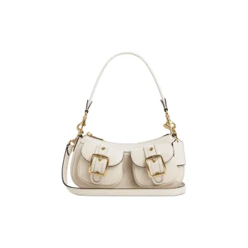 COACH Ashton Patent Leather Portable Crossbody Bag Shoulder Bag Regular Medium Size Women's Gold & Pearl White