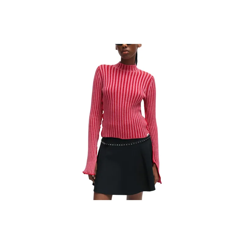 HUGO BOSS Mock-neck Striped Cotton Jumper-2