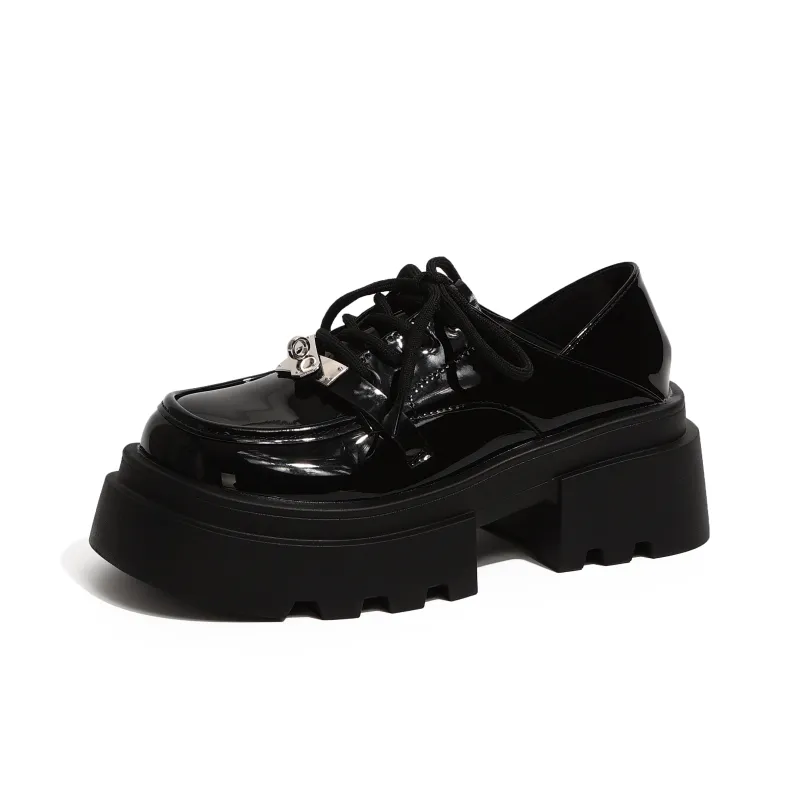 SHUXI Loafers Women's Black Glossy/Black Matte-1