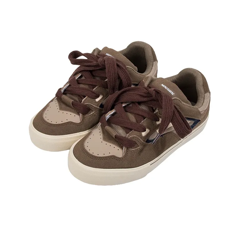 MINGKUANG Streetwear Earthy Maillard Style, Box Anti Slip Wear Resistant Low Top Skateboard Shoes Unisex-10