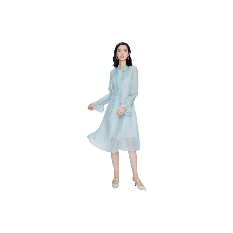 BBLLUUEE Long Sleeved Dress Women's Ice Green-2