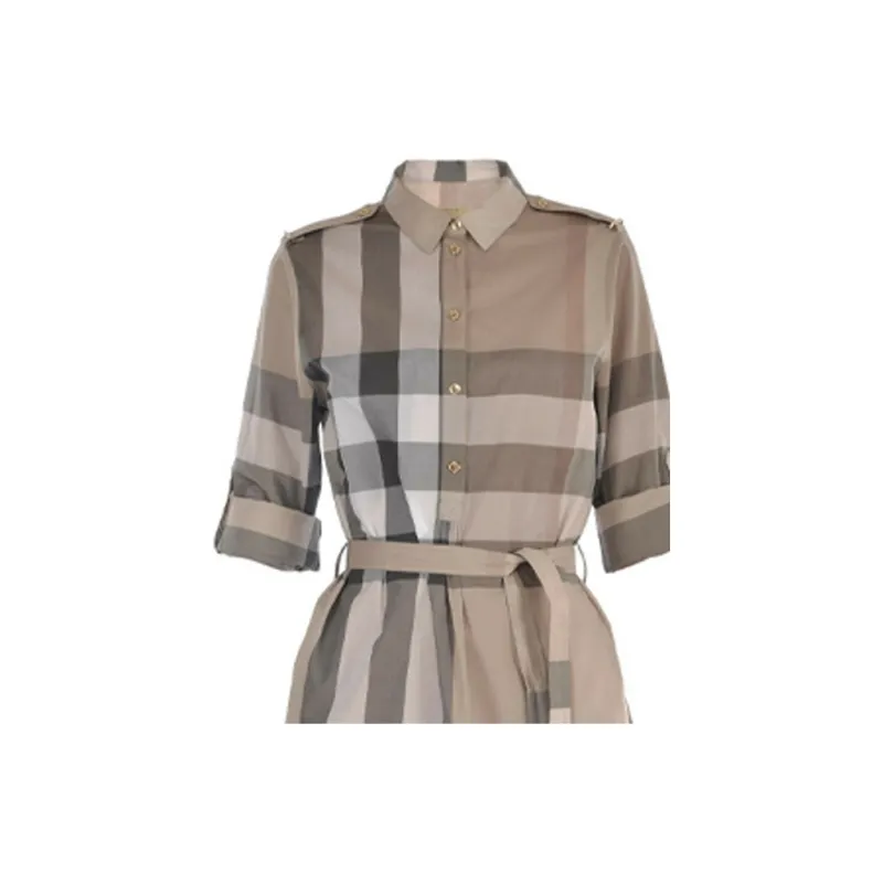 Burberry Short Sleeved Dresses Women's Khaki-3